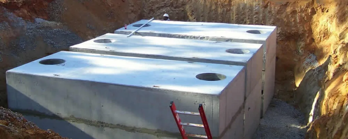 Septic tank installation site with a newly placed concrete tank in Albany, NY